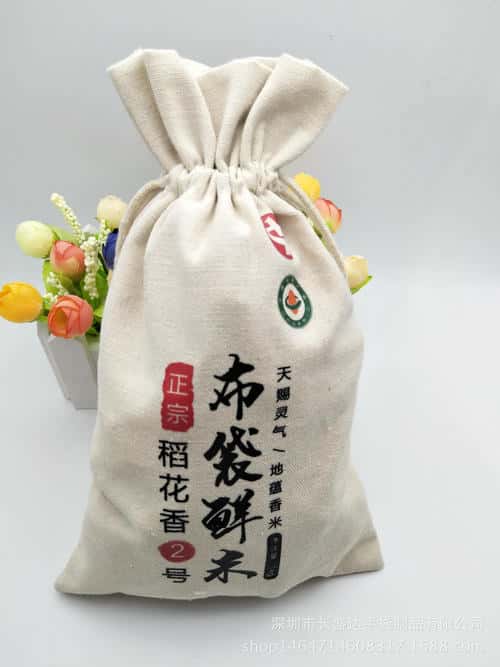 原生態大米帆布束口袋包裝展示  第3張